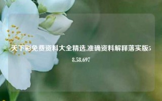 天下彩免费资料大全精选,准确资料解释落实版58.58.697