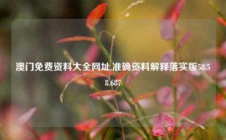 澳门免费资料大全网址,准确资料解释落实版58.58.687