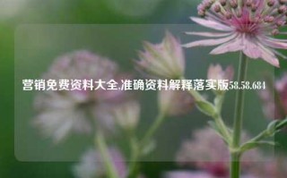 营销免费资料大全,准确资料解释落实版58.58.684