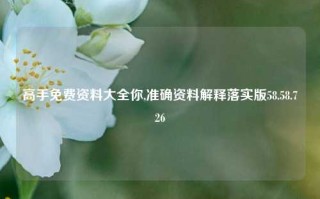 高手免费资料大全你,准确资料解释落实版58.58.726