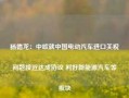 杨德龙：中欧就中国电动汽车进口关税问题接近达成协议 利好新能源汽车等板块