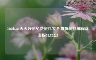 246zlcom天天好彩免费资料大全,准确资料解释落实版58.58.725