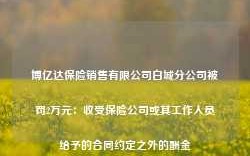 博亿达保险销售有限公司白城分公司被罚2万元：收受保险公司或其工作人员给予的合同约定之外的酬金