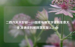 二四六天天好彩一118图库每期文字资料免费大全,准确资料解释落实版58.58.680