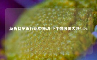 莫肯特尔银行盘中异动 下午盘股价大跌5.49%