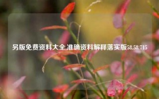 另版免费资料大全,准确资料解释落实版58.58.715