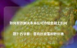 如何有效解决未来在可持续金融上的问题？吕学都：要有好政策和好环境