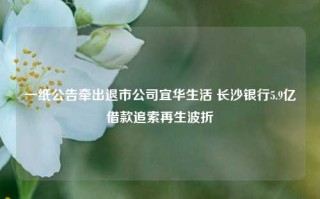 一纸公告牵出退市公司宜华生活 长沙银行5.9亿借款追索再生波折