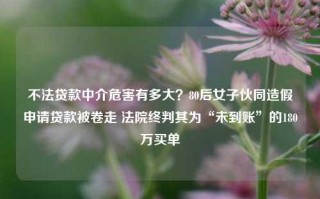 不法贷款中介危害有多大？80后女子伙同造假申请贷款被卷走 法院终判其为“未到账”的180万买单