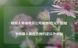 利安人寿扬州分公司被罚8万元：因给予投保人保险合同约定以外利益