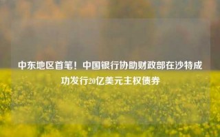 中东地区首笔！中国银行协助财政部在沙特成功发行20亿美元主权债券