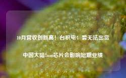 10月营收创新高！台积电：暂无法出货中国大陆7nm芯片会影响短期业绩