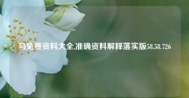 马免费资料大全,准确资料解释落实版58.58.726