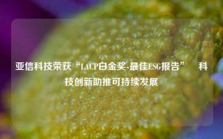 亚信科技荣获“LACP白金奖-最佳ESG报告” 科技创新助推可持续发展