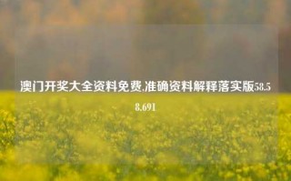 澳门开奖大全资料免费,准确资料解释落实版58.58.691