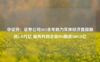 中证协：证券公司2023全年助力实体经济直接融资6.39万亿 服务科创企业IPO融资2809.28亿