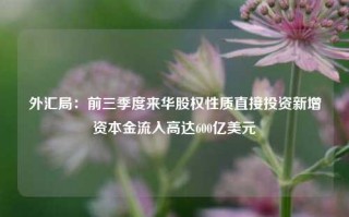 外汇局：前三季度来华股权性质直接投资新增资本金流入高达600亿美元