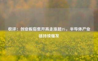 收评：创业板指低开高走涨超3%，半导体产业链持续爆发