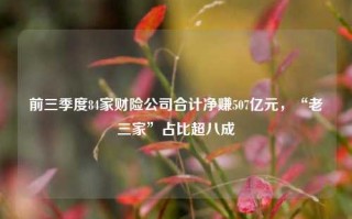 前三季度84家财险公司合计净赚507亿元，“老三家”占比超八成