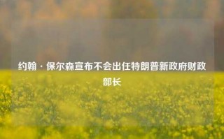 约翰·保尔森宣布不会出任特朗普新政府财政部长