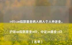 19只A500指数基金纳入纳入个人养老金，沪深300指数基金20只，中证500基金14只（名单）