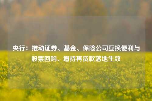 央行：推动证券、基金、保险公司互换便利与股票回购、增持再贷款落地生效-第1张图片-热门旅游目的地推荐-旅游攻略