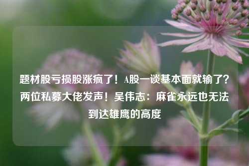 题材股亏损股涨疯了！A股一谈基本面就输了？两位私募大佬发声！吴伟志：麻雀永远也无法到达雄鹰的高度-第1张图片-热门旅游目的地推荐-旅游攻略