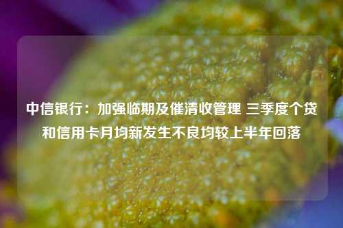 中信银行：加强临期及催清收管理 三季度个贷和信用卡月均新发生不良均较上半年回落-第1张图片-热门旅游目的地推荐-旅游攻略