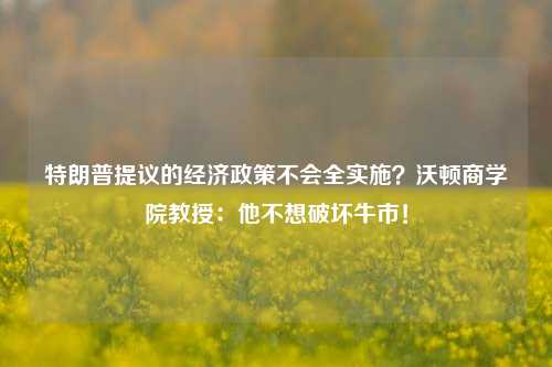 特朗普提议的经济政策不会全实施？沃顿商学院教授：他不想破坏牛市！-第1张图片-热门旅游目的地推荐-旅游攻略