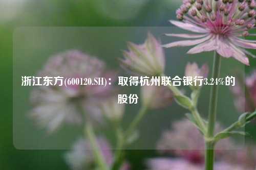 浙江东方(600120.SH)：取得杭州联合银行3.24%的股份-第1张图片-热门旅游目的地推荐-旅游攻略