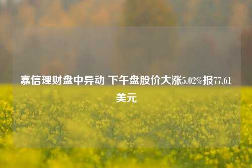 嘉信理财盘中异动 下午盘股价大涨5.02%报77.61美元-第1张图片-热门旅游目的地推荐-旅游攻略