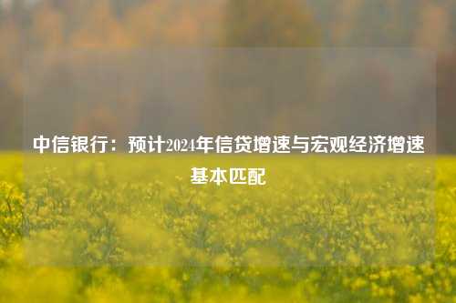 中信银行：预计2024年信贷增速与宏观经济增速基本匹配-第1张图片-热门旅游目的地推荐-旅游攻略