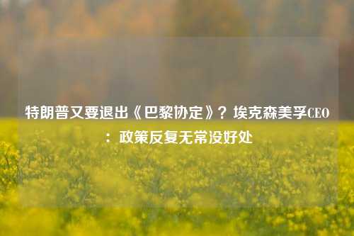 特朗普又要退出《巴黎协定》？埃克森美孚CEO：政策反复无常没好处-第1张图片-热门旅游目的地推荐-旅游攻略