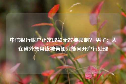 中信银行账户正常取款无故被限制？ 男子：人在省外急用钱被告知只能回开户行处理-第1张图片-热门旅游目的地推荐-旅游攻略