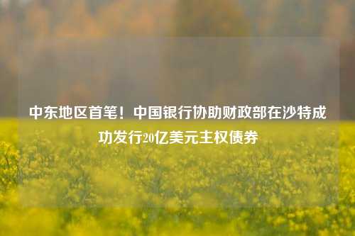 中东地区首笔！中国银行协助财政部在沙特成功发行20亿美元主权债券-第1张图片-热门旅游目的地推荐-旅游攻略