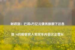 财政部：已将6万亿元债务限额下达各地 10月税收收入实现年内首次正增长-第1张图片-热门旅游目的地推荐-旅游攻略