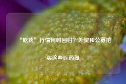 “吃药”行情何时回归？外资和公募抢买这些医药股-第1张图片-热门旅游目的地推荐-旅游攻略