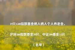 19只A500指数基金纳入纳入个人养老金，沪深300指数基金20只，中证500基金14只（名单）-第1张图片-热门旅游目的地推荐-旅游攻略