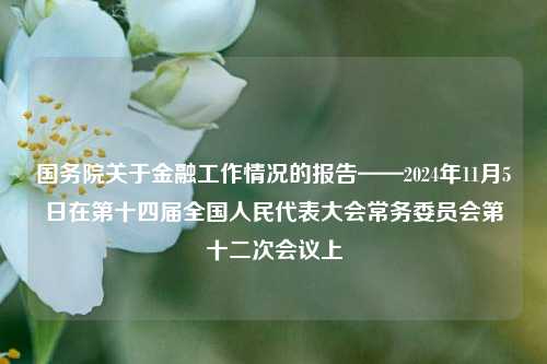 国务院关于金融工作情况的报告——2024年11月5日在第十四届全国人民代表大会常务委员会第十二次会议上-第1张图片-热门旅游目的地推荐-旅游攻略