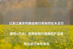 江苏江南农村商业银行常州市社头支行被罚35万元：违规自制代销保险产品宣传页进行误导宣传-第1张图片-热门旅游目的地推荐-旅游攻略